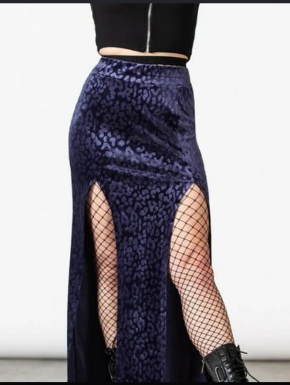 Killstar Nine Lives Skirt Size XS Purple Cheetah Print Velvet